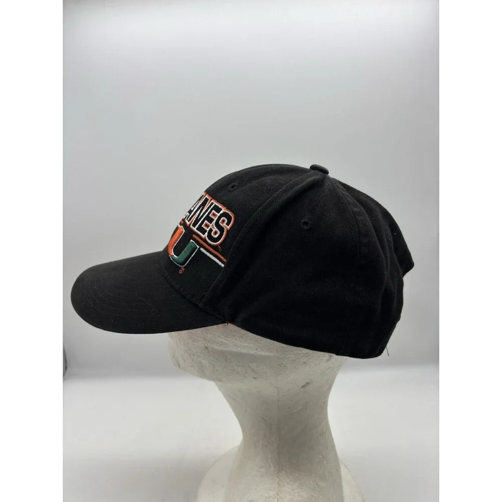 Miami Hurricanes Hat Black Orange Stitched U Logo NCAA